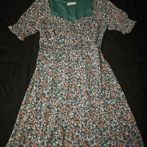 Altar'd State Vibrant Green and Orange Dress